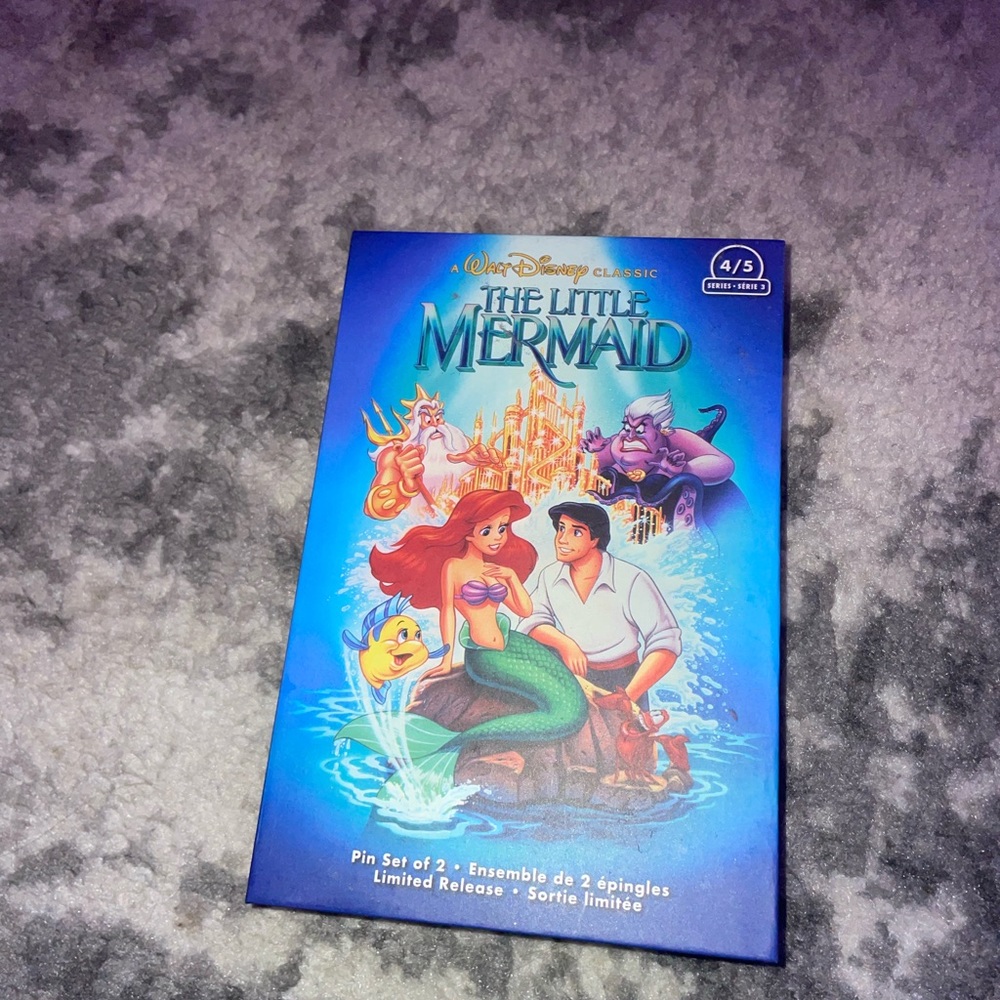 Disney VHS Tape the little mermaid pin set